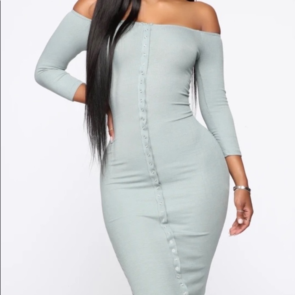 Sage Bardot Dress